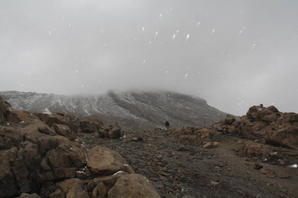 snow begins to fall on a mountain